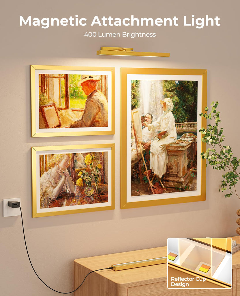 Picture Light for Wall, 16in Battery Wall Sconce Art Light CCT Dimmable Magnetic Battery Lights for Painting