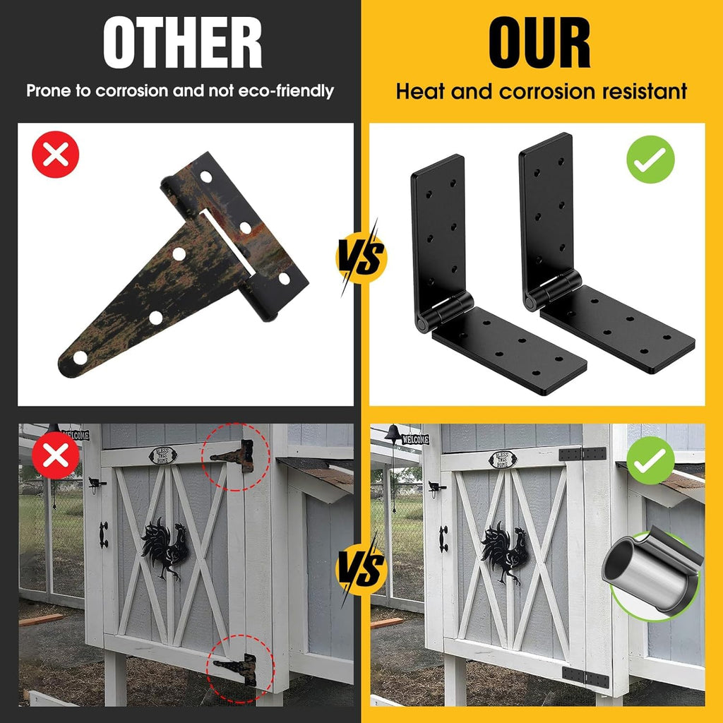 Fence Gate Hinge Heavy Duty 6Pack, 270 Degree Barn Door Hardware Kit for Gates, Double Layer Design, Adjustable Outdoor