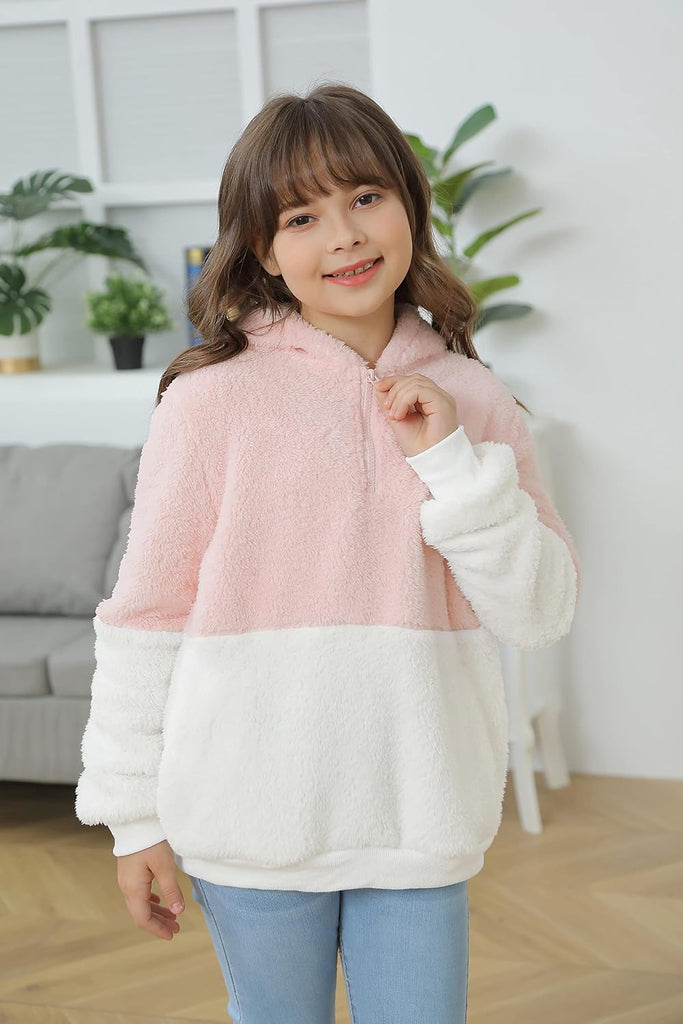 Girls Fuzzy Fleece Pullover Hoodies Sweatshirt