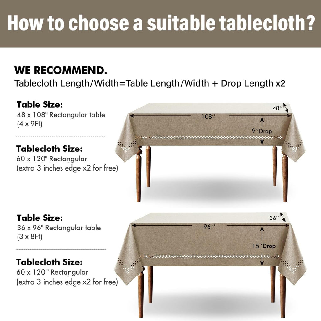 Taupe Rectangle Tablecloth with Decorative Cutouts 60x120 inch