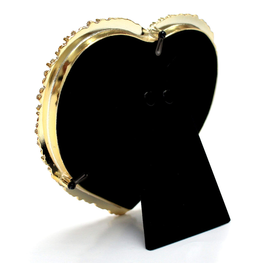 5x5 Heart Shaped Brass Bling Picture Frame with Rhinestones