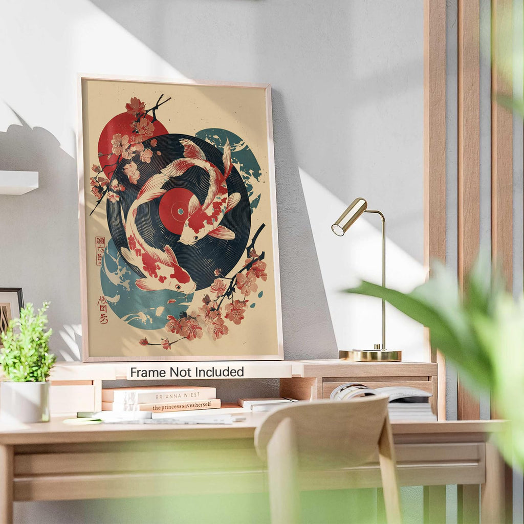 Japanese Canvas Wall Vintage Koi Fish Posters Modern Vinyl Music Print Funny Tokyo Cherry Pictures Oriental Animal