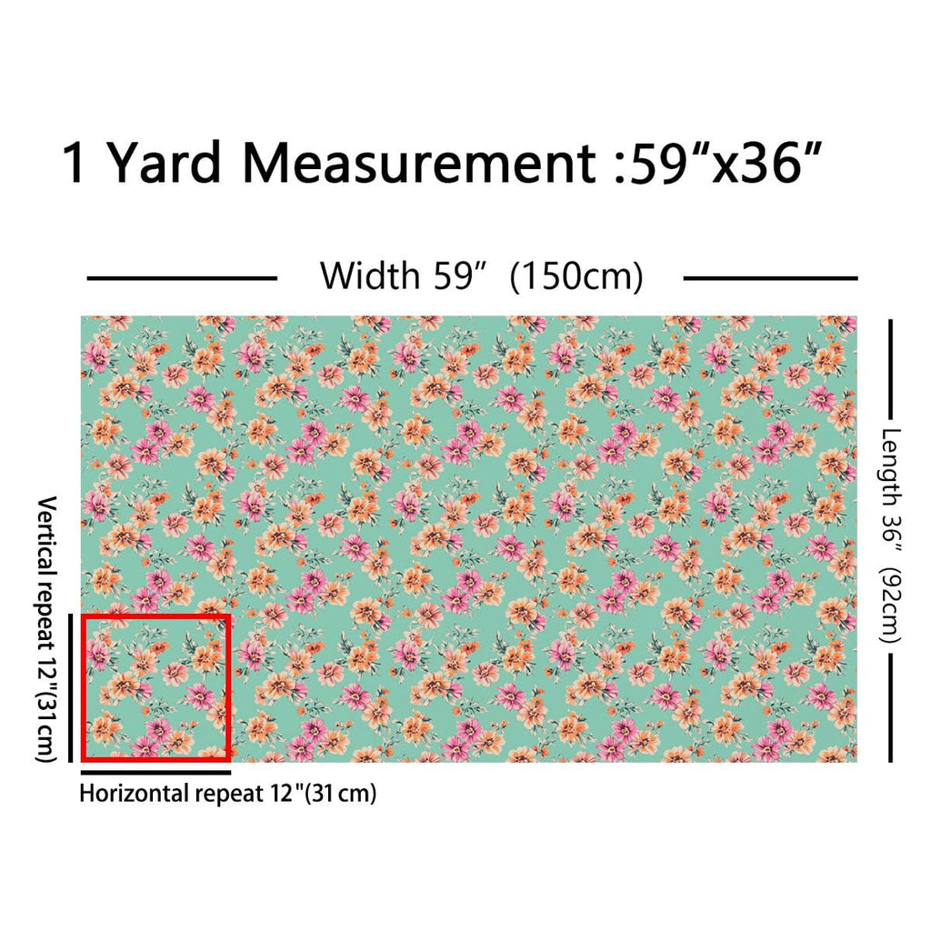 Flower Upholstery Fabric By The Yard, Vibrant Floral Pattern Indoor