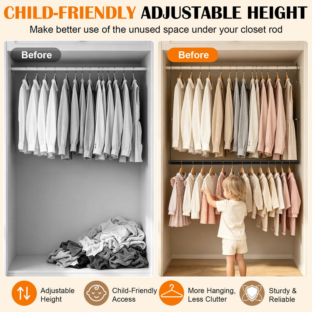 Adjustable Closet Rod for Hanging Clothes 2Pack Hanging Closet Rod Extender