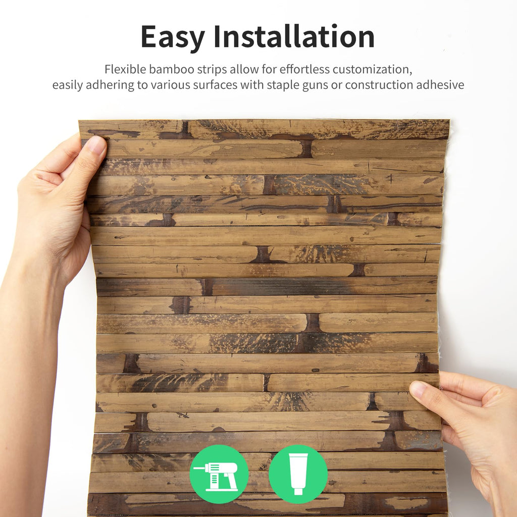 Natural Bamboo Wall Panel, 12 x 96 Inch, Dark Burned