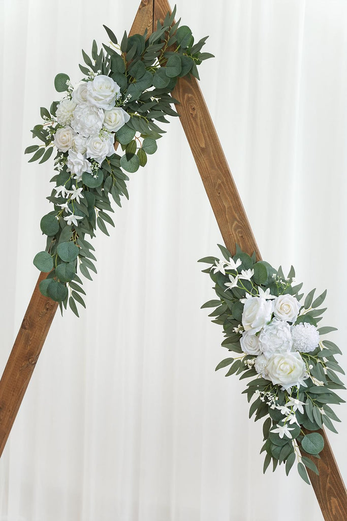 Artificial White Wedding Arch Flowers Set of 2