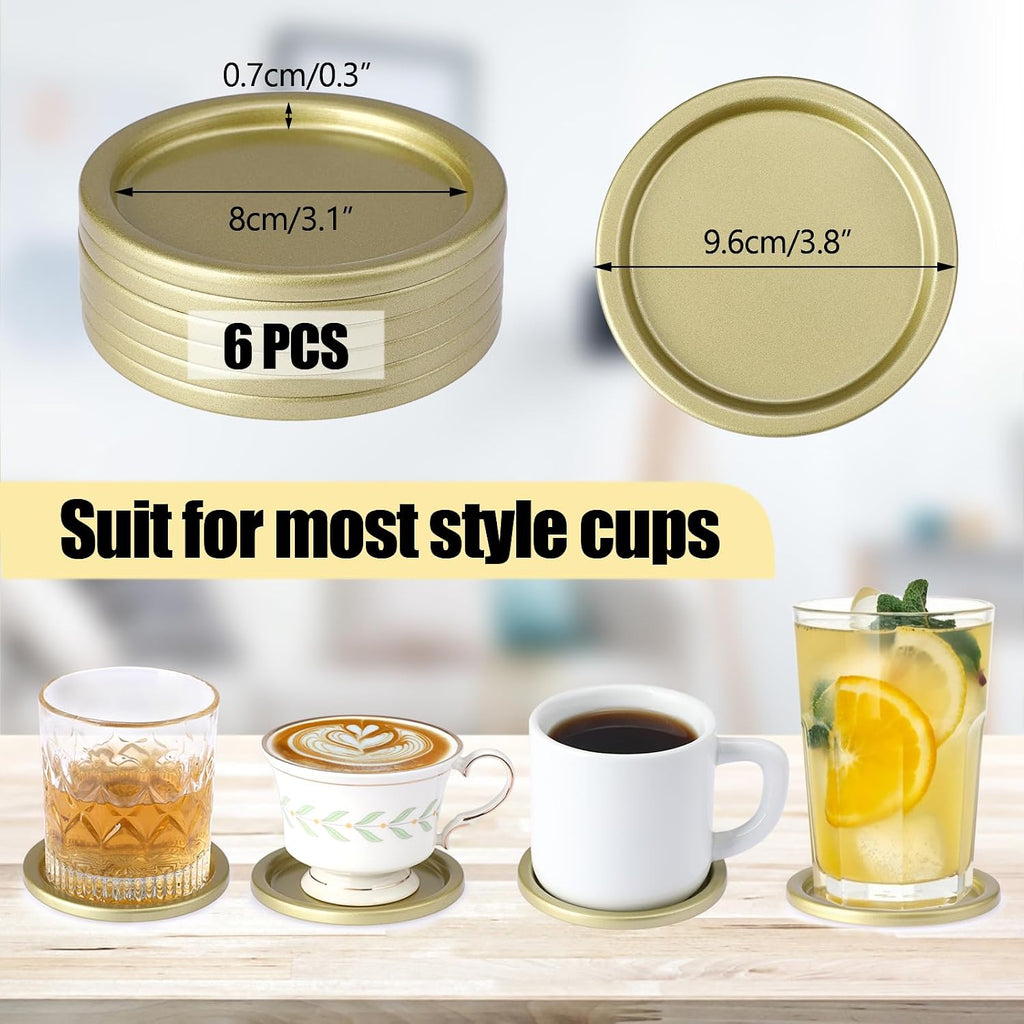 Iron Coaster, Classy Golden Coasters for Drinks Metal Coasters - Set of 6