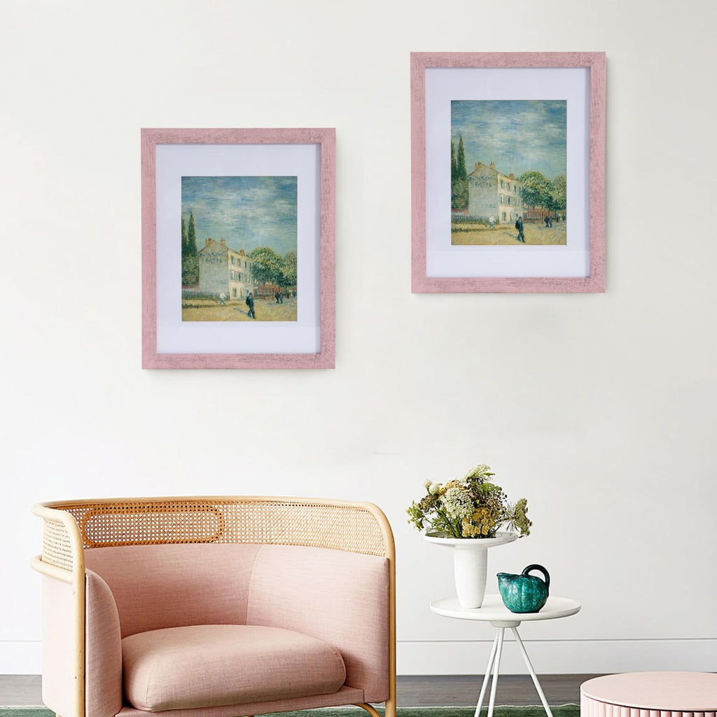 Rustic Pink 11x14 Picture Frame with Mat, Glass Cover, 1 Pack