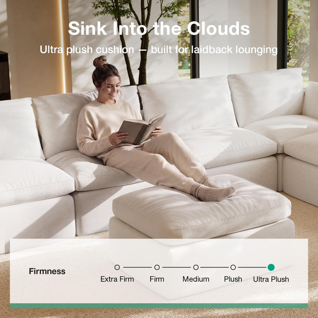 Modular Cloud Couch, Modern Sectional Sofa with Smarts Coil Support, Chenille Fabric, Upholstered Couch Apartments