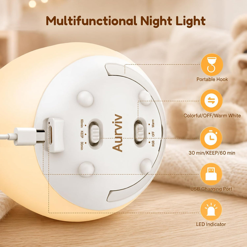 Egg Night Light for Kids, Rechargeable Baby Night Light