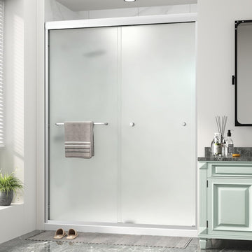 Double Sliding Shower Door 43"-48" W x 72" H with Nano Anti-Explosion Safety Film