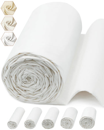 100% Cotton Muslin Fabric by The Yard, 59in x 10yd White Bleached Cotton Muslin Cloths-Medium Weight Beige Calico