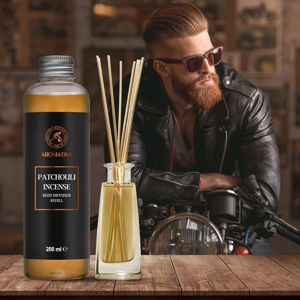 Reed Diffuser Refill Patchouli-Frankincense 6.8Fl Oz - Aroma Refill for Reed Diffuser - Long Lasting Home Fragrance - Set of 68