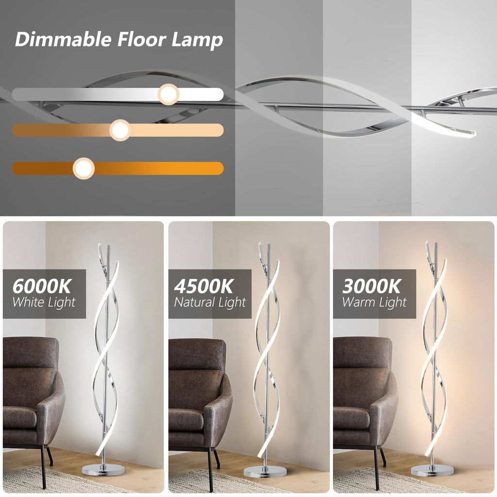 40W LED Modern Floor Lamp Remote Control Dimmable Spiral Floor Lamp Indoor Tall Lamp Floor Lamps s Family Rooms