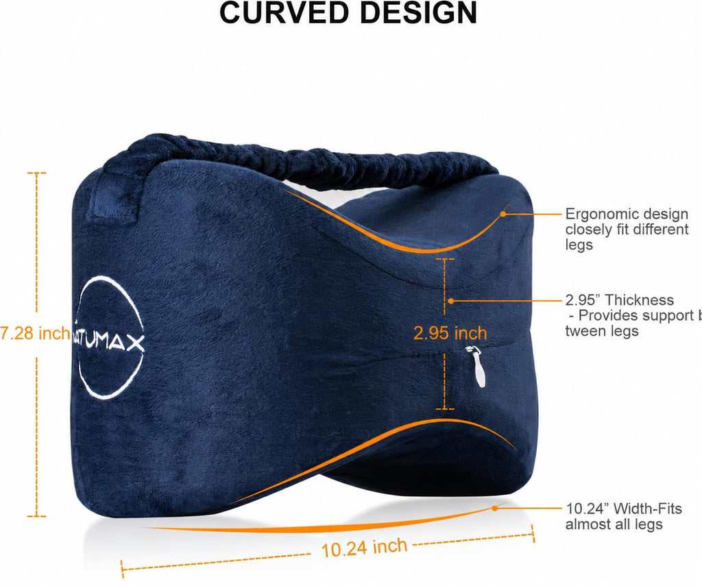 Knee Pillow for Side Sleepers - Relief from Sciatica Pain, Back/Leg Pain, Pregnancy, Hip and Joint Pain Memory Foam