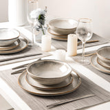 Ceramic Dinnerware Sets,Handmade Reactive Glaze Stoneware Plates and Bowls Sets,Highly Scratch Resistant | Dishwasher