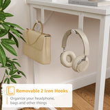 White Computer Desk with Hutch & Drawers - Office Desk with 3 Storage Drawers and Power Outlets