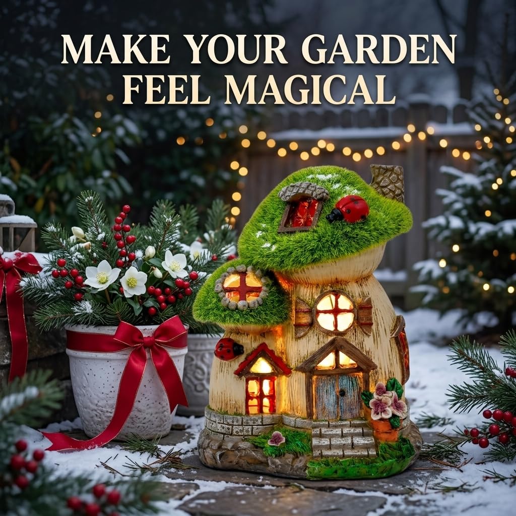 Fairy Garden House Decor Mushroom Statue Resin 6.6"