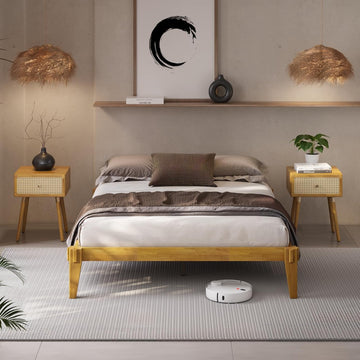 14" Bed Frame - Solid Wood Platform Bed - Japanese Joinery Bed Frame - Wood Slat Support - No Box