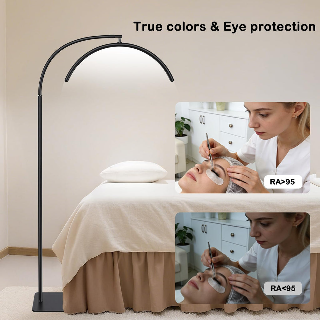Half Moon Lash Light, LED Floor Lamp for Eyelash Extensions, Tattoo, Nails & Estheticians, 3 Color Temp Modes