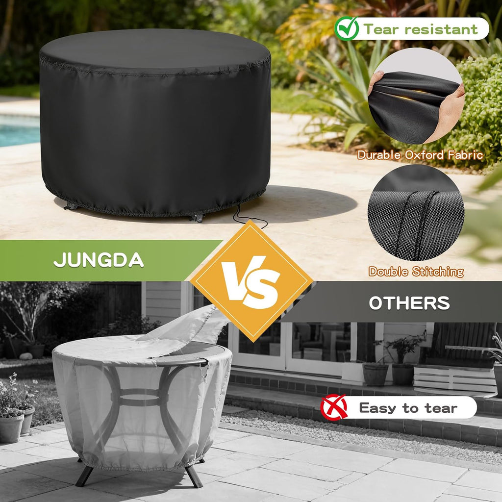 Round Patio Bar Height Table and Chair Cover for 90 Inch Patio Table | Waterproof Outdoor Round Tall High Patio Table