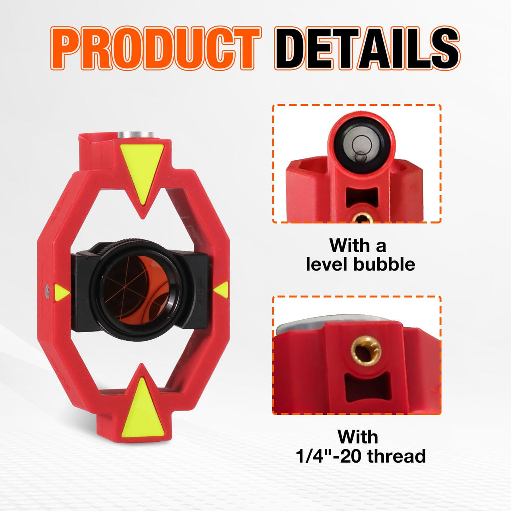 Mini Prism with 4 Poles, Survey Mini Prism for Total Station Surveying Prism Constant 0 - 30 mm offset