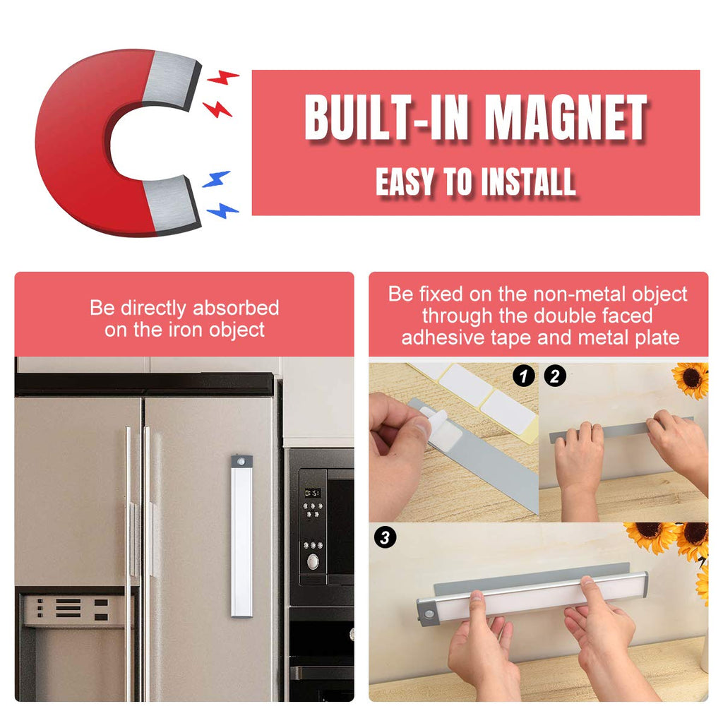Motion Sensor Cabinet Light,Under Counter Closet Lighting, Wireless USB Rechargeable Kitchen Night