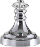 25.5" Clear Crystal and Chrome Table Lamp, Glam Faceted Sphere Bedside Lamp with White Linen Drum Shade