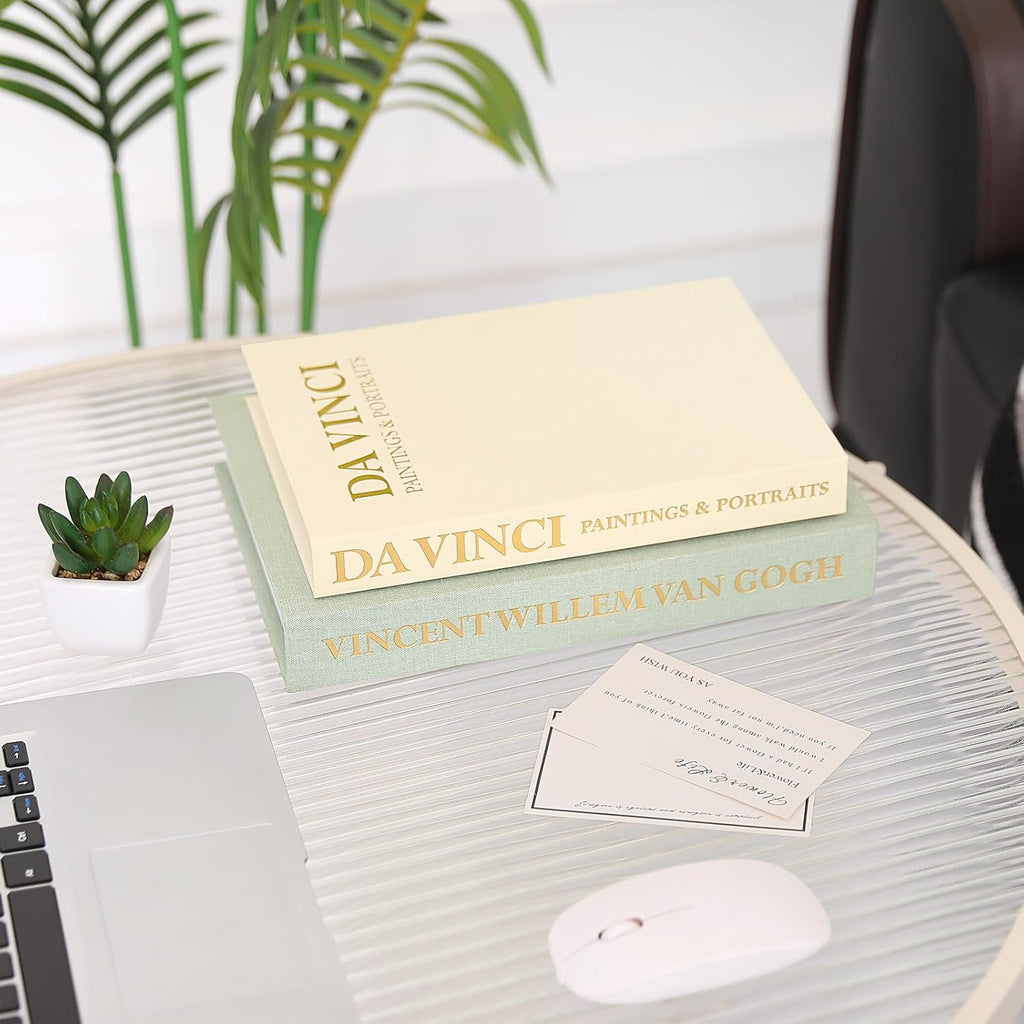 Decorative Books, Faux Book Storage Boxes Decor, Aesthetic Fake Book Box for Coffee Table, Bookshelf - Set of 2