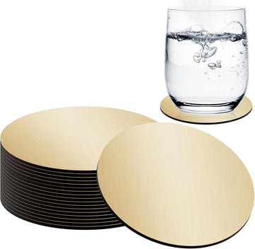 Stainless Steel Coasters, 4 Inches Gold Mirror Coasters, Non Slip Eva Base Round Modern Coaster for Drinks - Set of 24