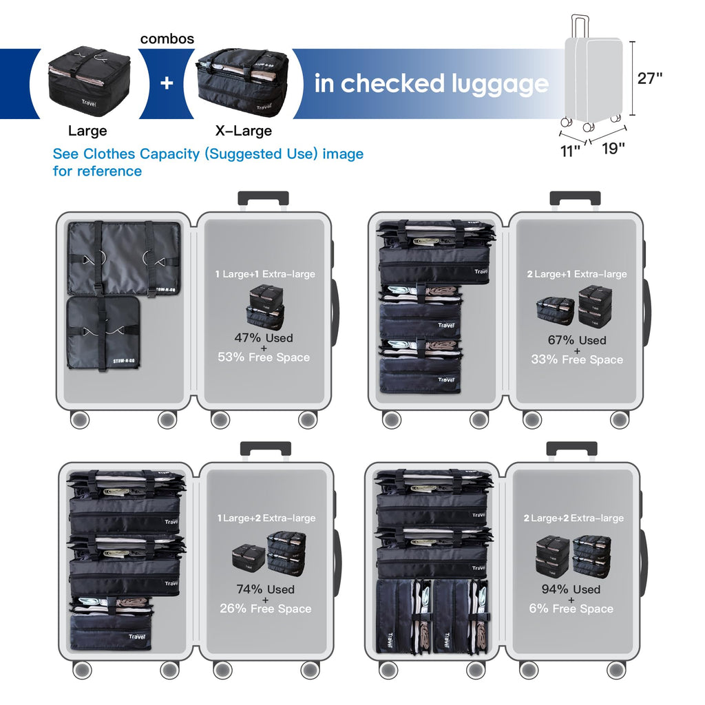 Fusion Stow-N-Go Hanging Travel Shelves, Packing Organizer for Luggage. Carry on Closet for Suitcase. Expandable