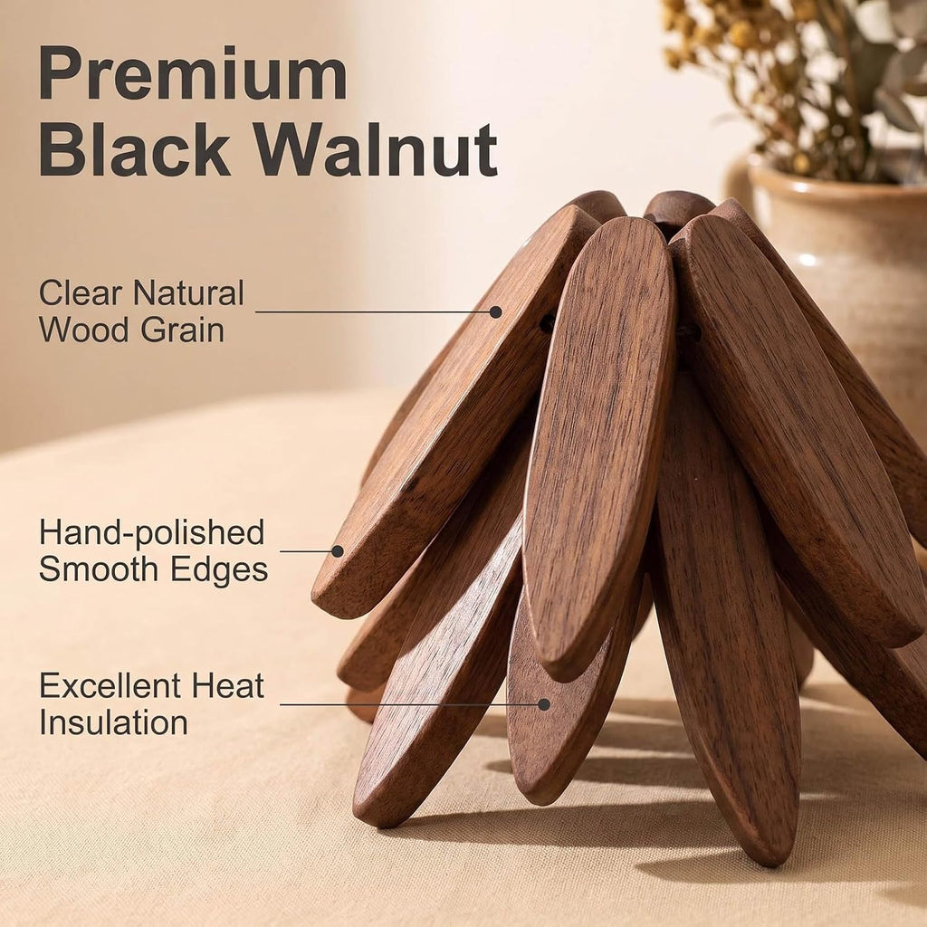 Wooden Trivets for Hot Dishes, 3 Wooden Tree-Trivet Set, Wood Coasters Like Christmas-Tree - Set of 4