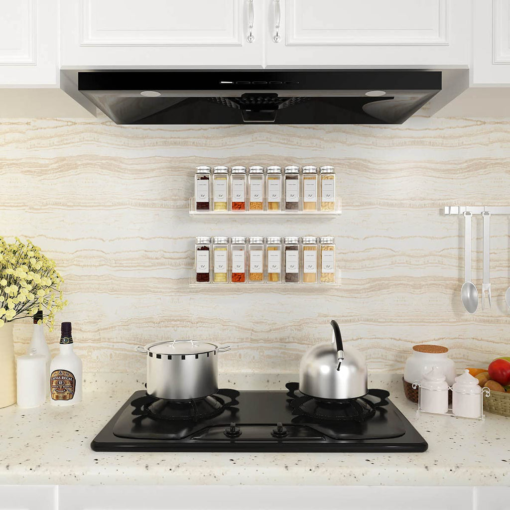 Acrylic Wall Mount Spice Rack, 4 Pack 15 Inch