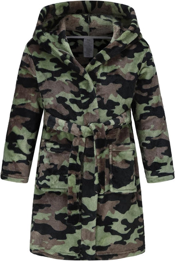 Boys Fleece Robe Hooded Toddler Soft Bathrobe Pajamas Sleepwear for Kids Girls