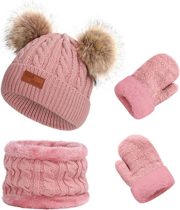 Baby Winter Hat Scarf Glove Beanie Set Fleece Lined Set
