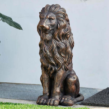 24" Large Golden Lion Statue for Garden, Outdoor Sculpture, Animal Decor for Yard Porch Entryway Patio Living Room