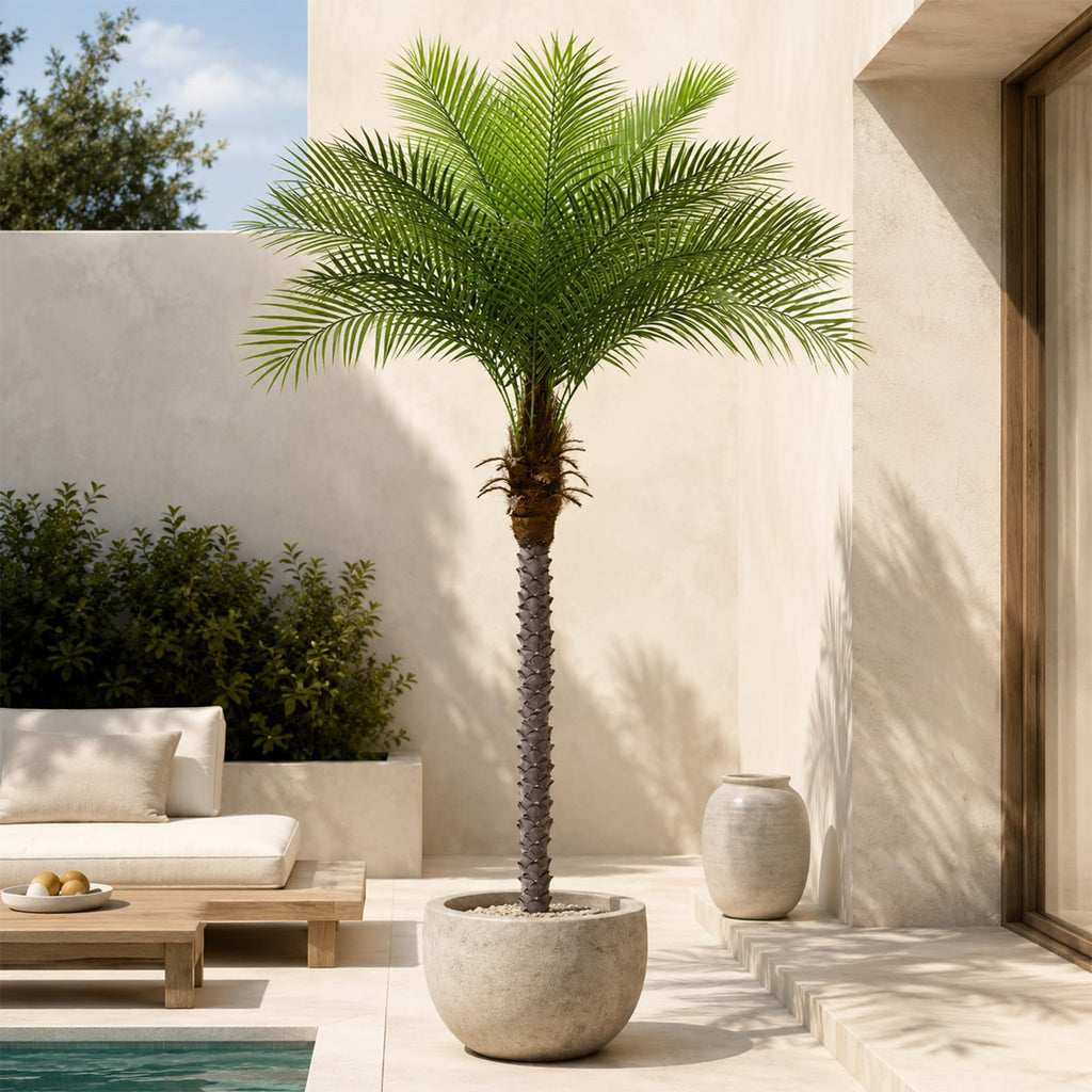 7ft Artificial Phoenix Palm Tree, Faux Coconut Silk Tropical Fake Palm Plant for Indoor Outdoor Home Office Patio