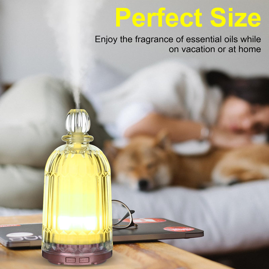 120ml Glass Essential Oil Diffuser, Ultrasonic Aroma Diffuser Glass Cover & Plastic Reservoir with Auto Shut-Off 7