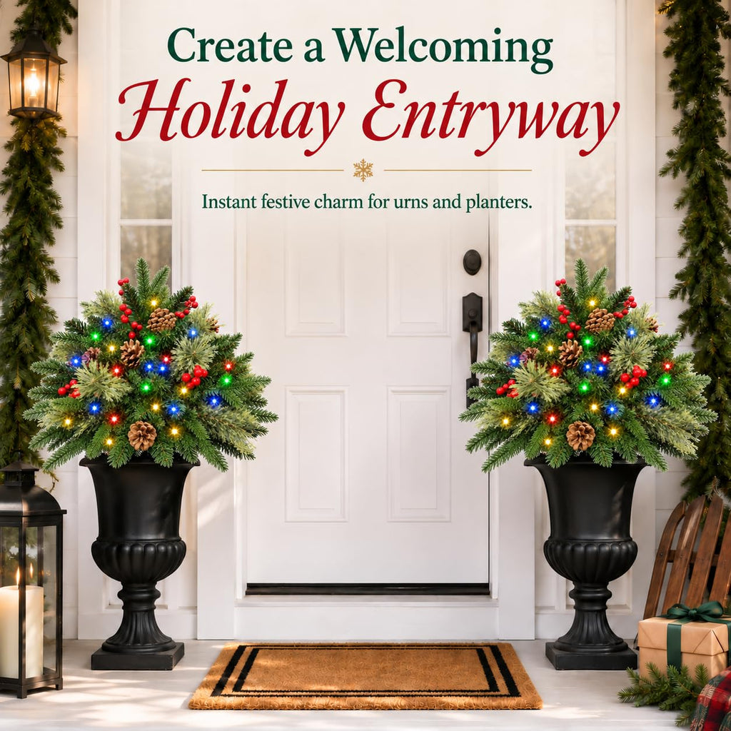 24IN Artificial Christmas Urn Filler for Outdoor Decorations