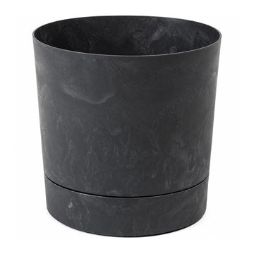 Planter with Integrated Saucer, Width 17.5 cm - 2.5 L - Black Concrete Look Flower Pot for Indoor and Outdoor Use