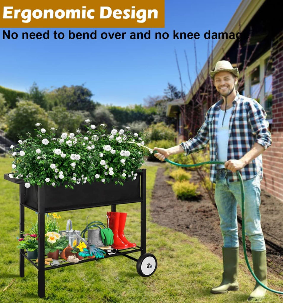 Raised Garden Bed with Legs, Planter Box Outdoor with Wheels | 31'' Tall Elevated Garden Bed for Gardening Patio