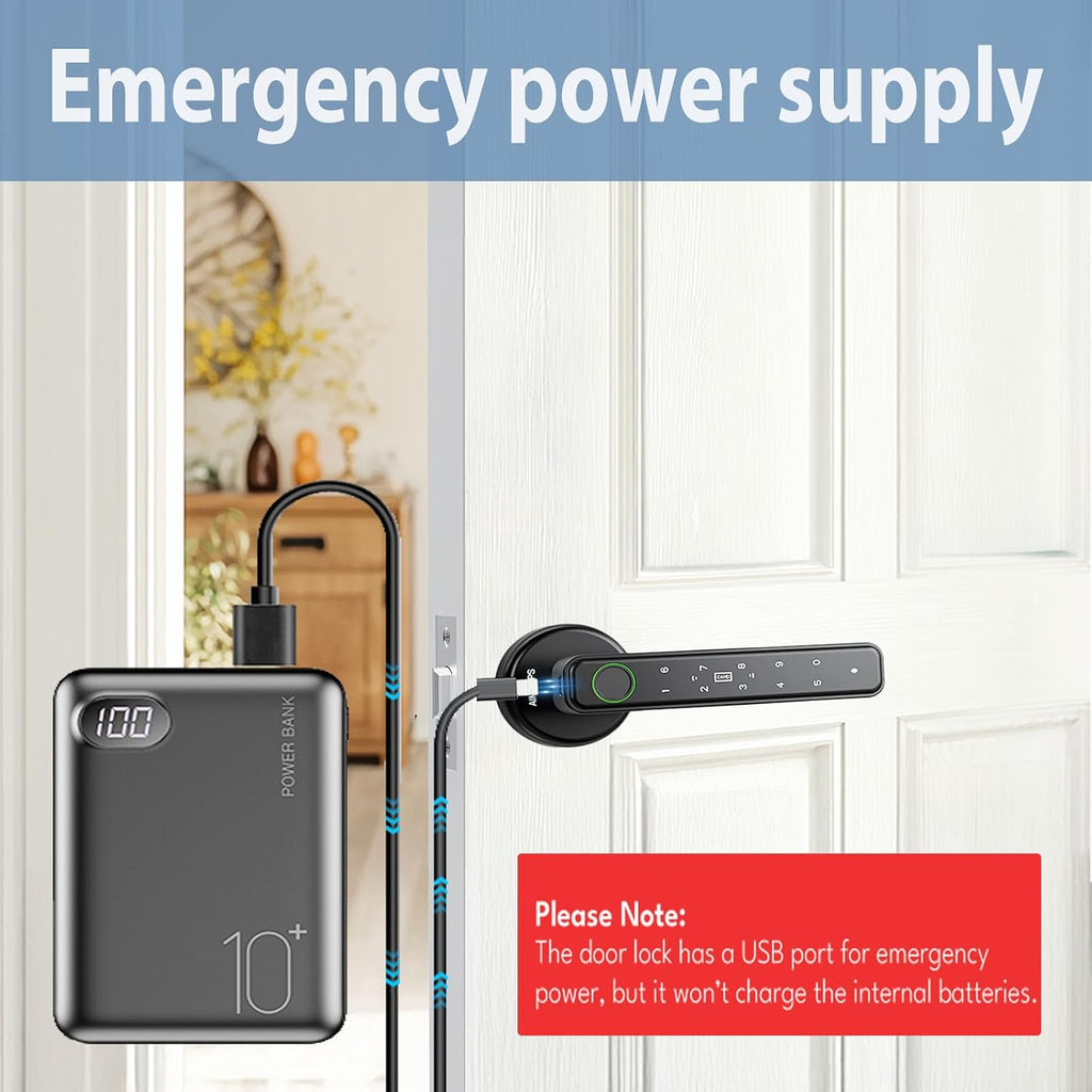 Fingerprint Door Lock, Door Locks , Keyless Entry Door Knob with Handle,Generate Passcode App Remotely-Smart Door
