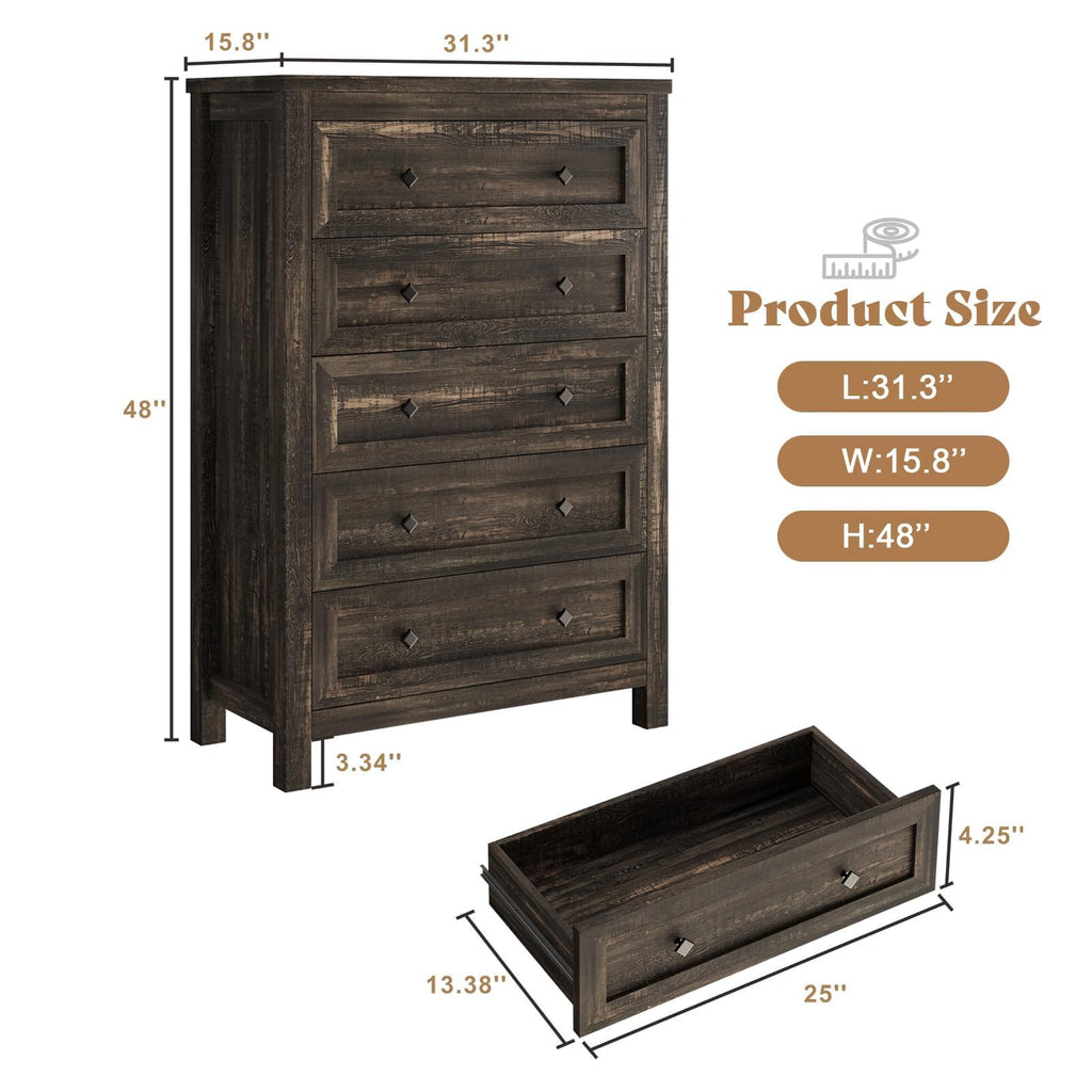47"TallFarmhouseDresser, BedroomStorageChest, Oak