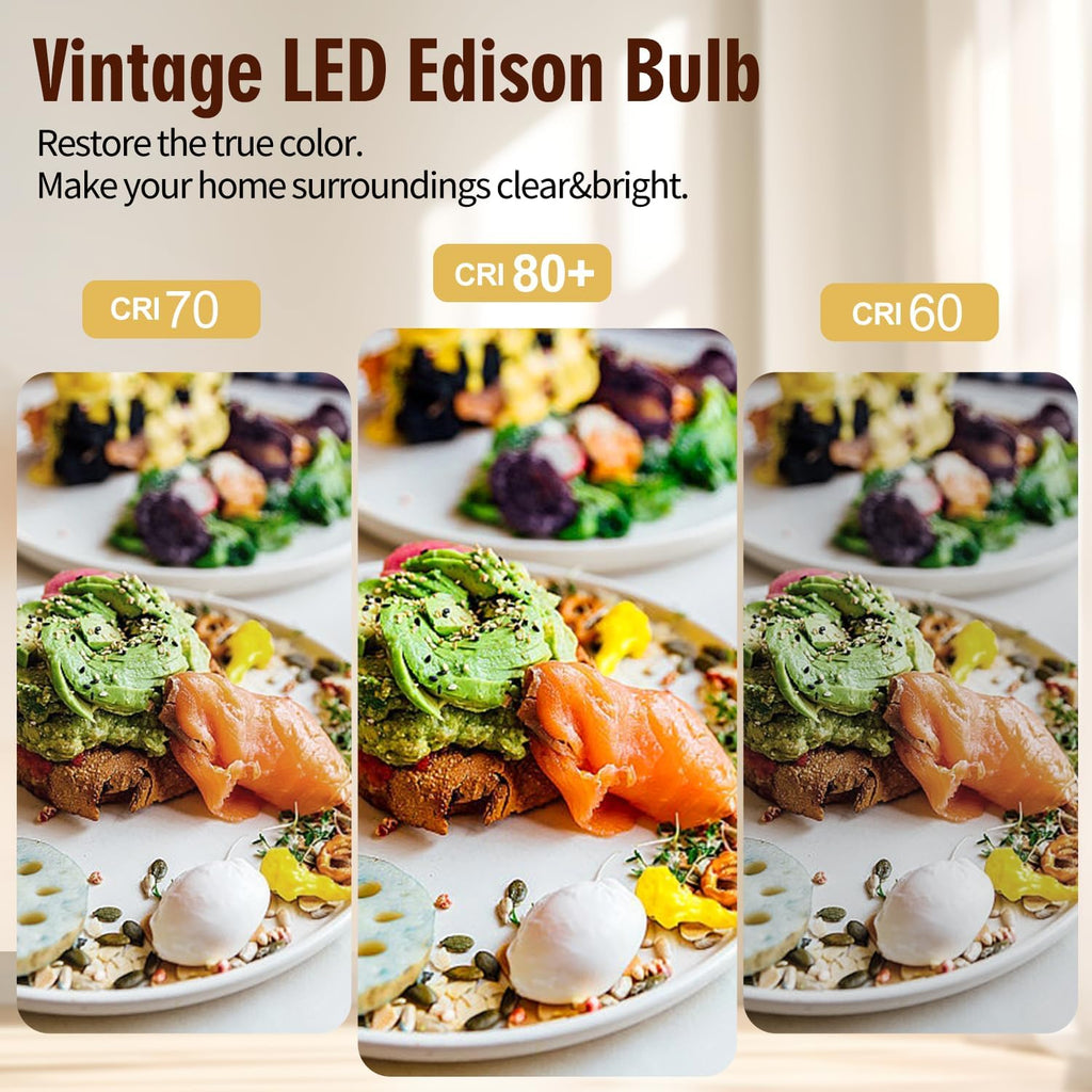 12 Pack ST58 Dimmable Vintage LED Edison Bulbs, 2700K Soft White