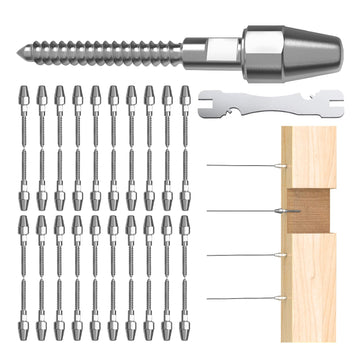 20 Pairs Cable Railing Kit Tensioner QuickLock, Right&Left Handed Thread Swageless Lag Screws for Wood Post of 1/8"
