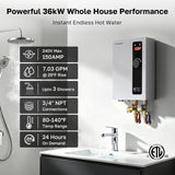 36kW Tankless Water Heater Electric, ThermoMate On Demand Instant Hot Water Heater 240 Volt