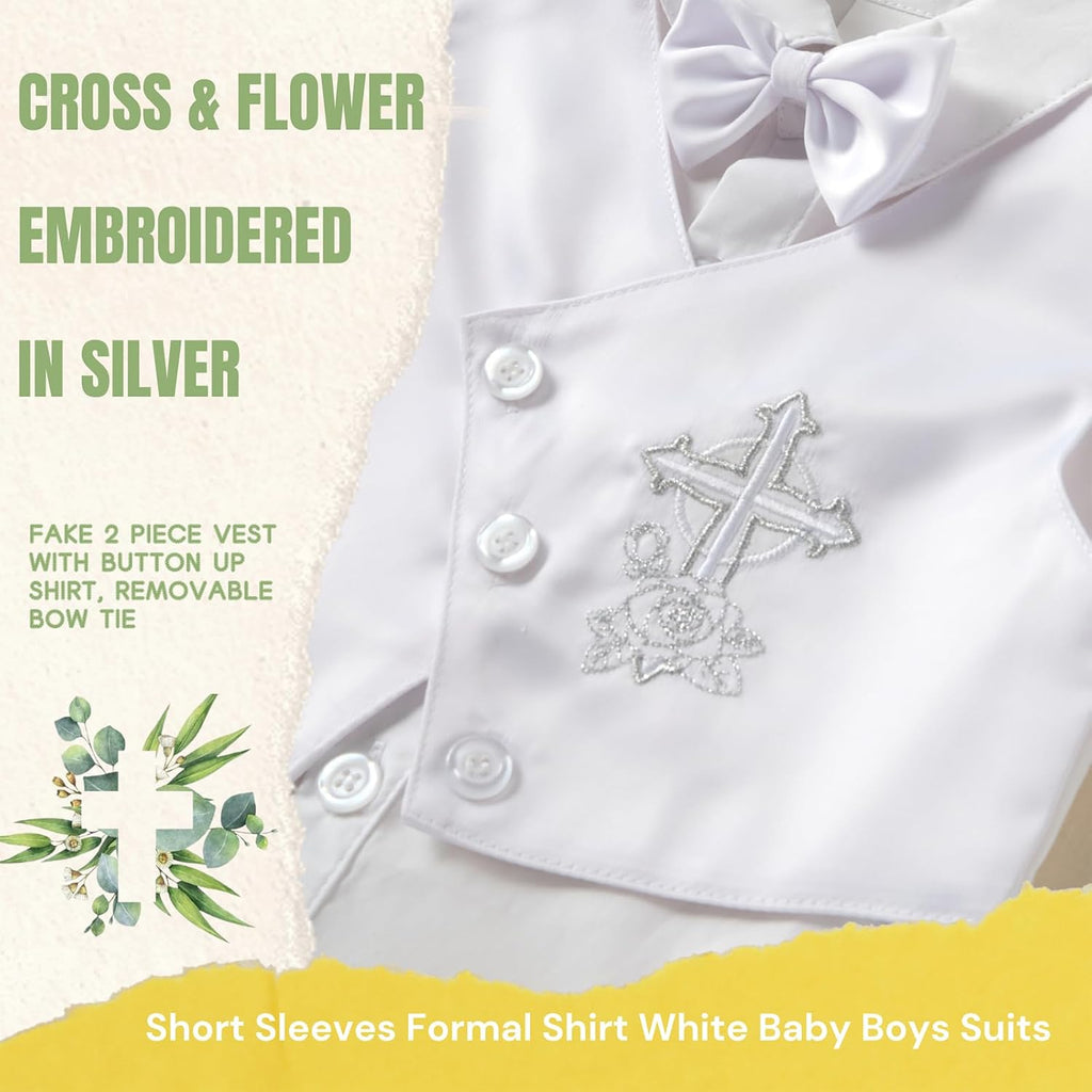 Christening Baptism Outfits for Boys Formal Dress White Baby Suit
