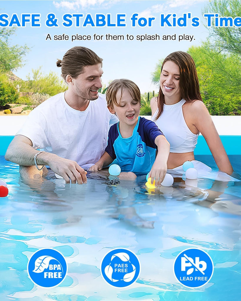 Large Inflatable Swimming Pool - 120" x 85" x 26" Blow Up Pool for Adults and Kids with Seat & Air Pump, for Backyard