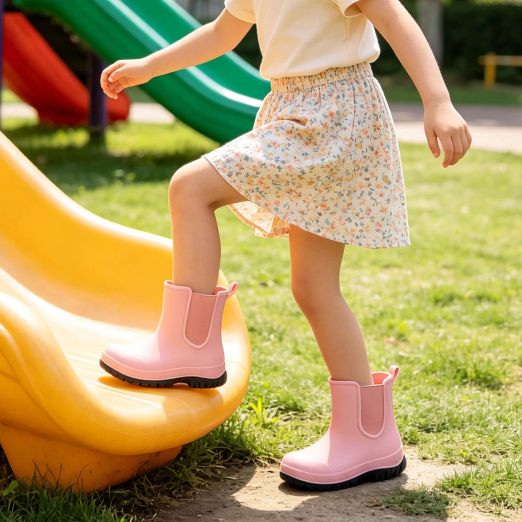 Kids Rain Boots for Girls Boys, Waterproof Chelsea Rubber Boots