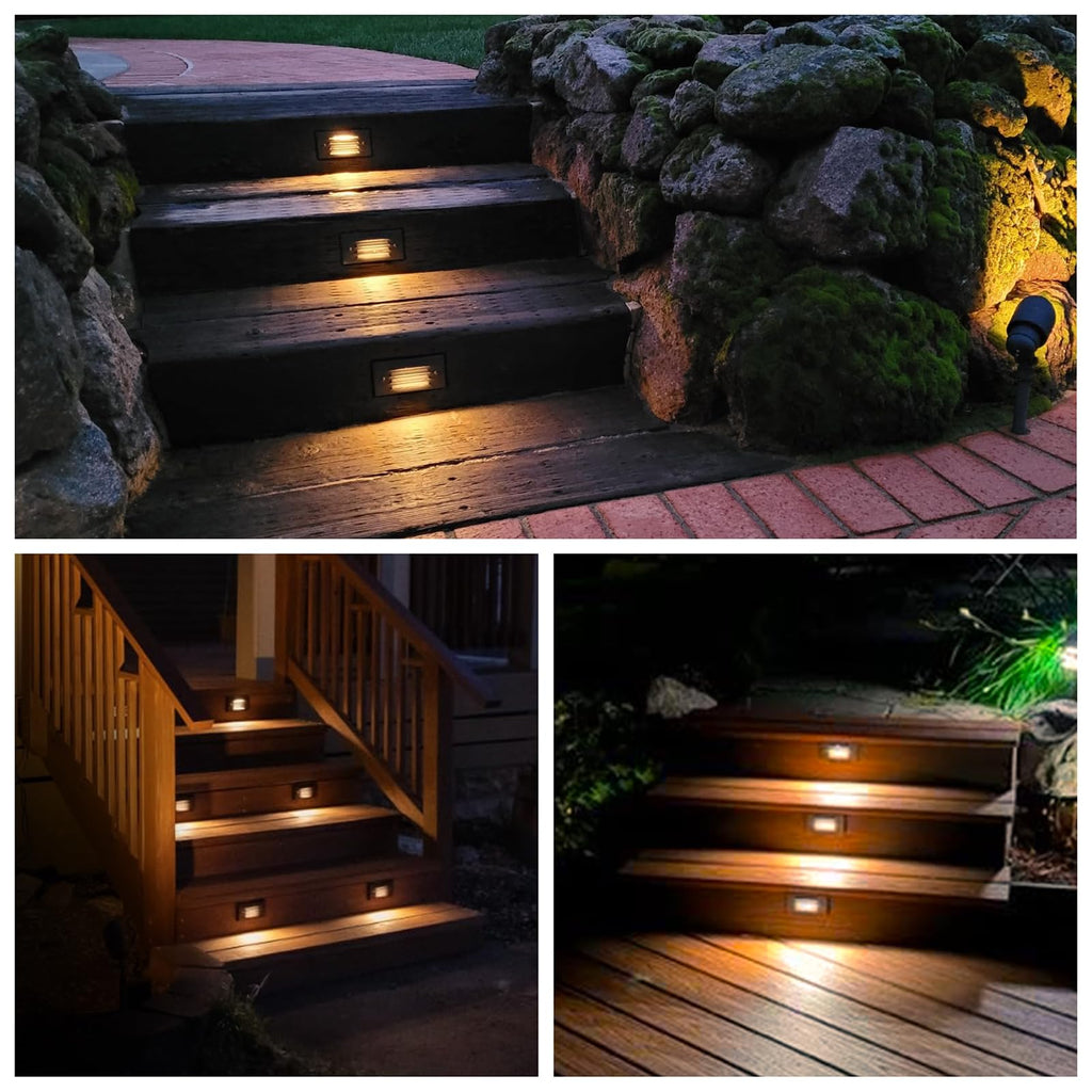 12V 3W Surface Mount Low Voltage LED Step Light with Horizontal Louvered Faceplate for Steps Decks Pathway Yard